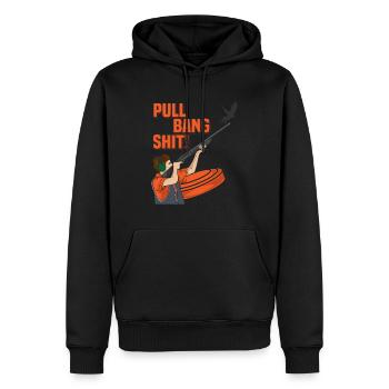 Pull Bang Shit Clay Pideon Skeet Shooting - Men’s Premium Organic Hoodie - black - Front - Nico (187cm)
