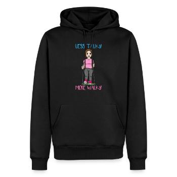 Moins bavard Plus de marche nordique - Sweat à capuche Premium bio Homme - noir - Devant - Nico (187cm)