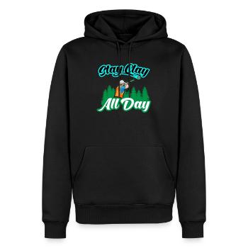 Stay Clay All Day Schießsport Tontauben - Männer Premium Bio Hoodie - Schwarz - Vorne - Nico (187cm)