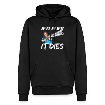 S’il vole il meurt fusil de chasse Tir au pigeon d’argile - Sweat à capuche Premium bio Homme - noir - Devant - Nico (187cm)