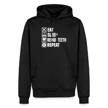 Eat SLeep Repair Teeth Repeat Zahnarzt Geschenk - Männer Premium Bio Hoodie - Schwarz - Vorne - Nico (187cm)