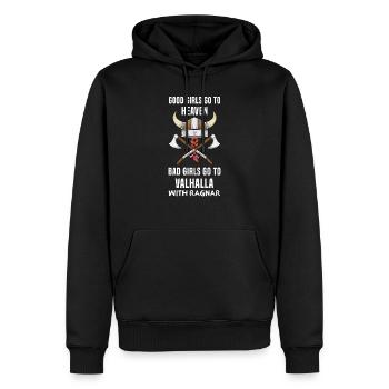 Les bonnes filles vont au ciel Dictons vikings - Sweat à capuche Premium bio Homme - noir - Devant - Nico (187cm)