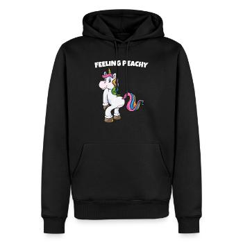 Feelin Peaches Licorne Drôles de dictons - Sweat à capuche Premium bio Homme - noir - Devant - Nico (187cm)