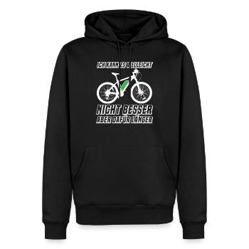 Lustige Fahrradfahrer E-Bike Sprüche Geschenk - Männer Premium Bio Hoodie - Schwarz - Vorne - Nico (187cm)