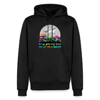 Descendez de vos grands chevaux et montez sur une licorne - Sweat à capuche Premium bio Homme - noir - Devant - Nico (187cm)
