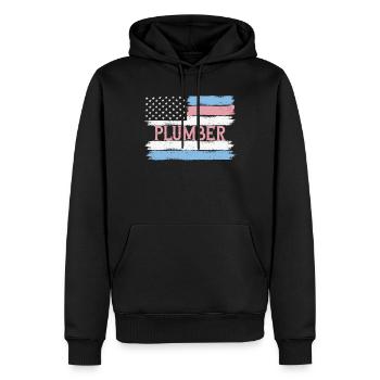 US Pride Heating Engineer Pipe Fitter Gift Idea - Men’s Premium Organic Hoodie - black - Front - Nico (187cm)