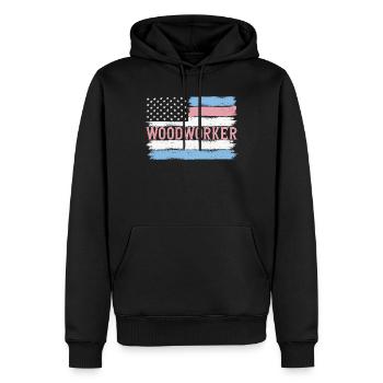 Idée cadeau de charpenterie de bûcheron de la fierté américaine - Sweat à capuche Premium bio Homme - noir - Devant - Nico (187cm)