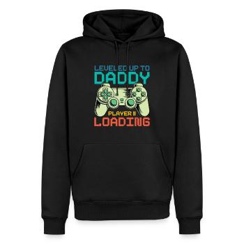 Dad Level Unlocked - Level up to Daddy Loading - Men’s Premium Organic Hoodie - black - Front - Nico (187cm)