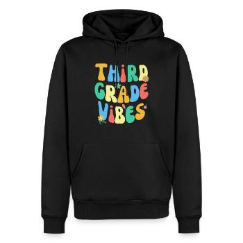 Retour à l’école Vibrations de troisième année Coloré Groovy - Sweat à capuche Premium bio Homme - noir - Devant - Nico (187cm)