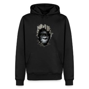 Gorilla im Loch - Männer Premium Bio Hoodie - Schwarz - Vorne - Nico (187cm)