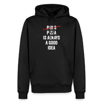 Pizza ist immer eine gute Idee - Männer Premium Bio Hoodie - Schwarz - Vorne - Nico (187cm)