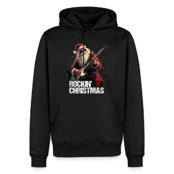 Rockin Christmas Weihnachten - Men’s Premium Organic Hoodie - black - Front - Nico (187cm)