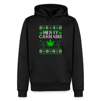 Cannabis Merry Christmas - Männer Premium Bio Hoodie - Schwarz - Vorne - Nico (187cm)