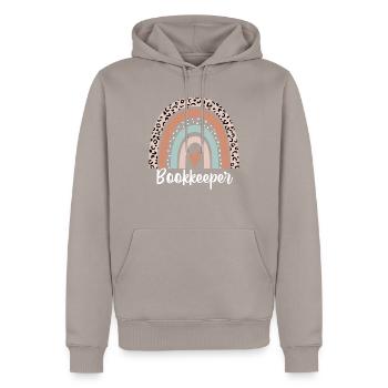 Bookkeeper Rainbow Leopard Funny Bookkeeper - Men’s Premium Organic Hoodie - taupe - Front - Nico (187cm)