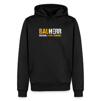 Bauherr - Männer Premium Bio Hoodie - Schwarz - Vorne - Nico (187cm)