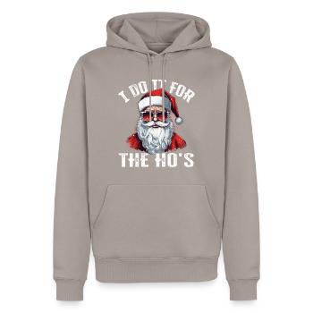 Christmas I Do It For The Ho's lustiger Spruch - Männer Premium Bio Hoodie - Taupe - Vorne - Nico (187cm)