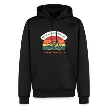 Das Leben auf zwei Rädern ist besser - Männer Premium Bio Hoodie - Schwarz - Vorne - Nico (187cm)