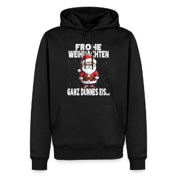 Guten Morgen? Ganz dünnes Eis! Weihnachtsmann - Männer Premium Bio Hoodie - Schwarz - Vorne - Nico (187cm)