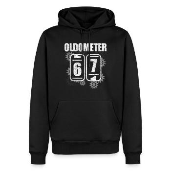 67. Geburtstag Shirt 67 Jahre Geschenk Oldometer - Männer Premium Bio Hoodie - Schwarz - Vorne - Nico (187cm)