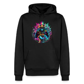 Elite Gaming Hero Controller & Crown - Men’s Premium Organic Hoodie - black - Front - Nico (187cm)