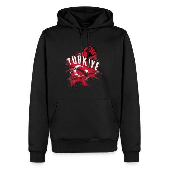 Jeu de couleur du maillot drapeau turc - Sweat à capuche Premium bio Homme - noir - Devant - Nico (187cm)