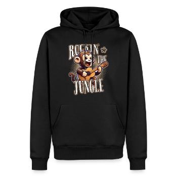 Rockin The Jungle Funny Monkey Plays Guitar - Men’s Premium Organic Hoodie - black - Front - Nico (187cm)