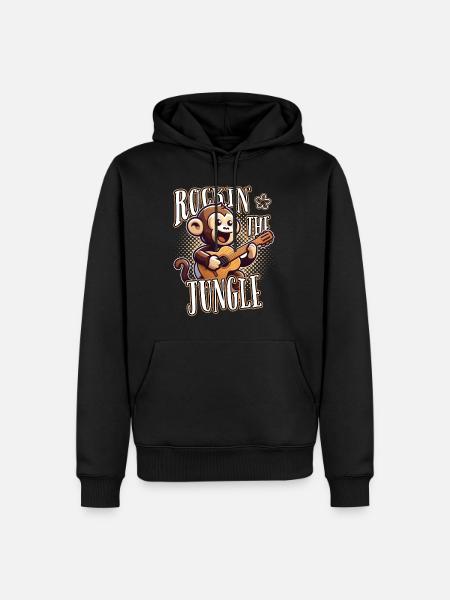 Rockin The Jungle Funny Monkey Plays Guitar - Men’s Premium Organic Hoodie - black