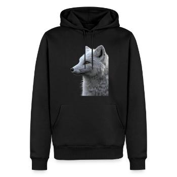 Renard polaire - Sweat à capuche Premium bio Homme - noir - Devant - Nico (187cm)