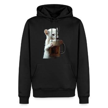 Hermelin - Männer Premium Bio Hoodie - Schwarz - Vorne - Nico (187cm)