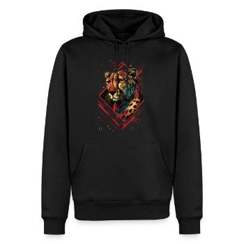 Guépard - Sweat à capuche Premium bio Homme - noir - Devant - Nico (187cm)