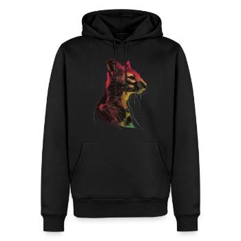 Hermelin - Männer Premium Bio Hoodie - Schwarz - Vorne - Nico (187cm)