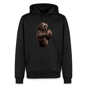 Faultier - Männer Premium Bio Hoodie - Schwarz - Vorne - Nico (187cm)