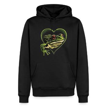Grenouille - Sweat à capuche Premium bio Homme - noir - Devant - Nico (187cm)