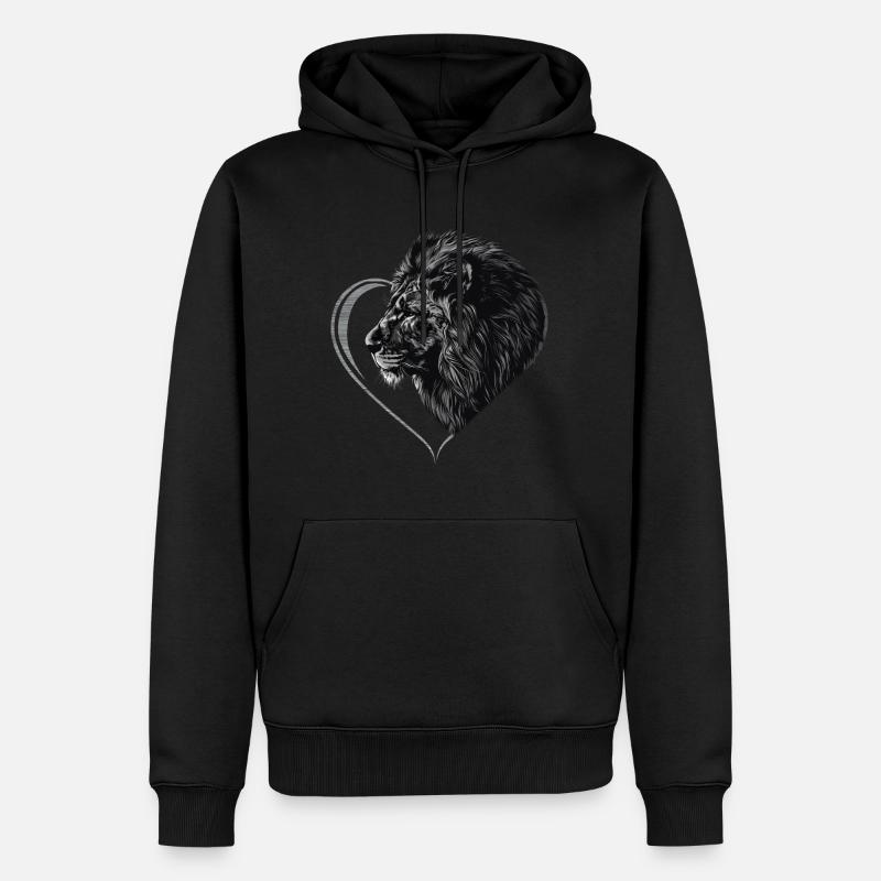 Lion - Sweat à capuche Premium bio Homme - noir