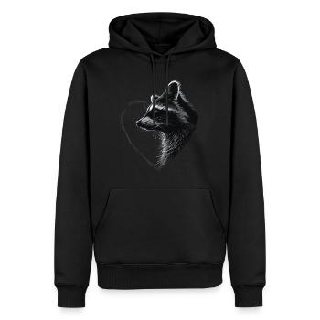 Raton laveur - Sweat à capuche Premium bio Homme - noir - Devant - Nico (187cm)