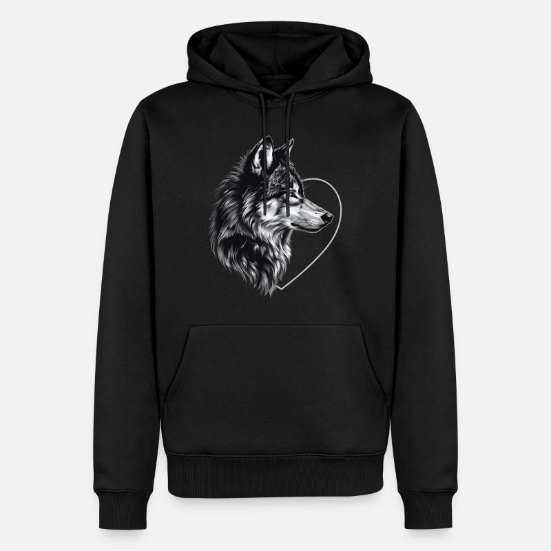 Wolf - Männer Premium Bio Hoodie - Schwarz