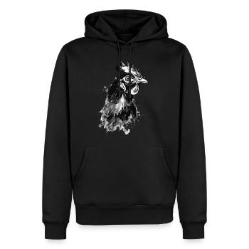 Huhn - Männer Premium Bio Hoodie - Schwarz - Vorne - Nico (187cm)