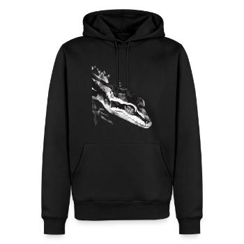 Gecko - Männer Premium Bio Hoodie - Schwarz - Vorne - Nico (187cm)