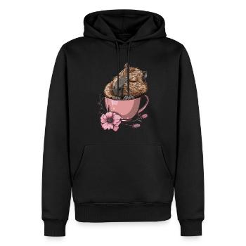 Wasserschwein - Männer Premium Bio Hoodie - Schwarz - Vorne - Nico (187cm)