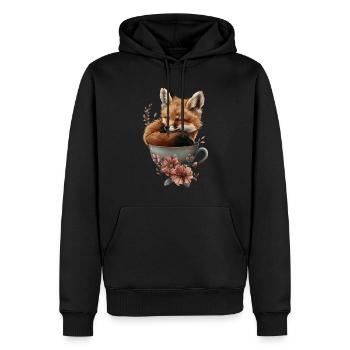 Fuchs - Männer Premium Bio Hoodie - Schwarz - Vorne - Nico (187cm)