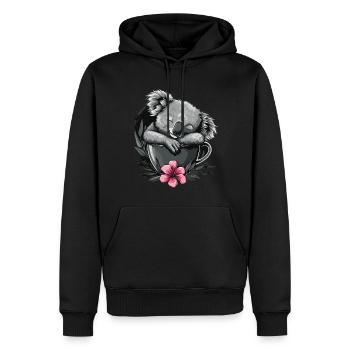 Koala - Sweat à capuche Premium bio Homme - noir - Devant - Nico (187cm)
