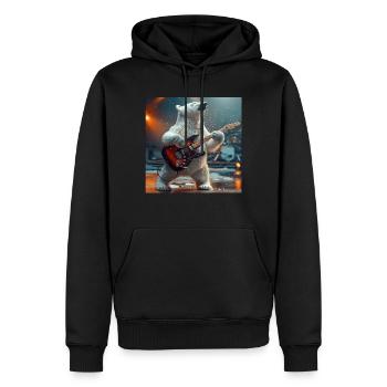 ours blanc - Sweat à capuche Premium bio Homme - noir - Devant - Nico (187cm)