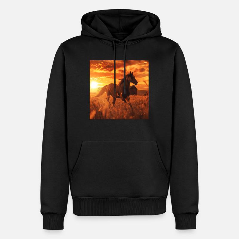 Cheval - Sweat à capuche Premium bio Homme - noir
