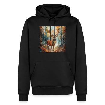 Reh - Männer Premium Bio Hoodie - Schwarz - Vorne - Nico (187cm)