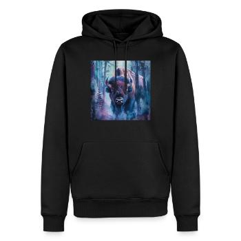 Bison - Männer Premium Bio Hoodie - Schwarz - Vorne - Nico (187cm)