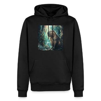 Wasserschwein - Männer Premium Bio Hoodie - Schwarz - Vorne - Nico (187cm)