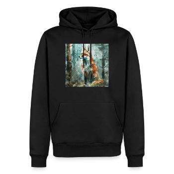 Fuchs - Männer Premium Bio Hoodie - Schwarz - Vorne - Nico (187cm)
