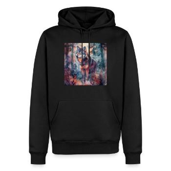 Wolf - Men’s Premium Organic Hoodie - black - Front - Nico (187cm)