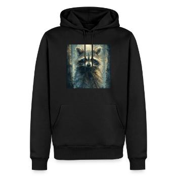 Raton laveur - Sweat à capuche Premium bio Homme - noir - Devant - Nico (187cm)