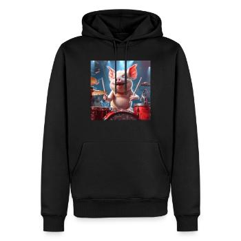 Schwein - Männer Premium Bio Hoodie - Schwarz - Vorne - Nico (187cm)